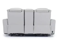 Mor Furniture Bowden 2 Power Console Loveseat W/ Cooler In Blanca Light Gray Leather