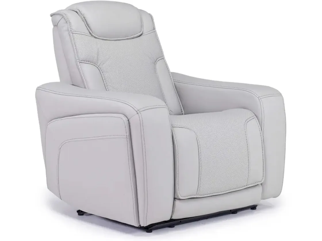 Mor Furniture Bowden 2 Power Recliner In Blanca Light Gray Leather