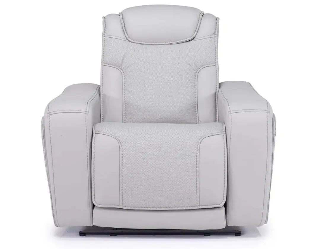 Mor Furniture Bowden 2 Power Recliner In Blanca Light Gray Leather