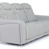 Mor Furniture Bowden 2 Power Sofa W/ Drop Down Table In Blanca Light Gray Leather