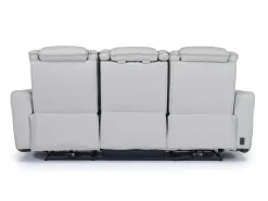 Mor Furniture Bowden 2 Power Sofa W/ Drop Down Table In Blanca Light Gray Leather