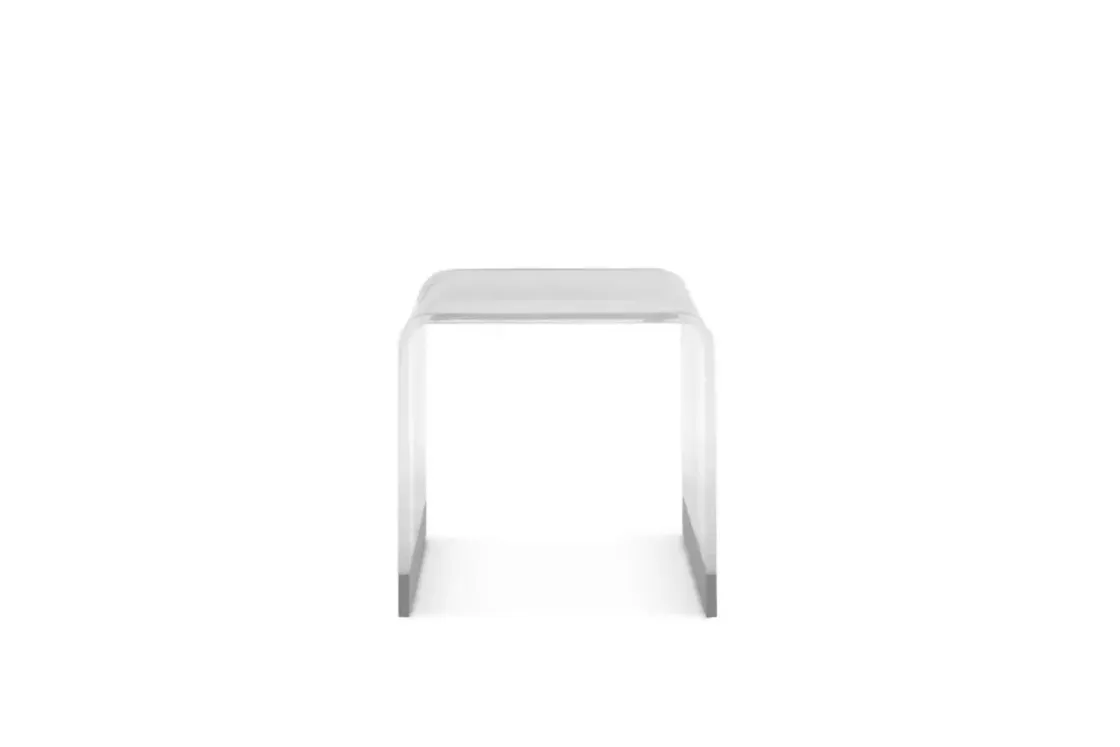 Mor Furniture Bowie End Table In Clear Acrylic/Brushed Stainless Steel