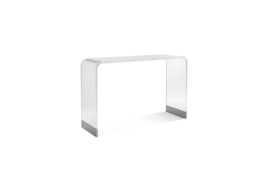Mor Furniture Bowie Sofa Table In Clear Acrylic/Brushed Stainless Steel