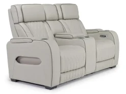 Mor Furniture Boyington 2 Power Console Loveseat In Gray Leather