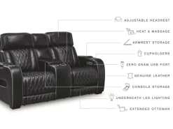 Mor Furniture Boyington 2 Power Console Loveseat In Gray Leather