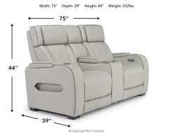 Mor Furniture Boyington 2 Power Console Loveseat In Gray Leather