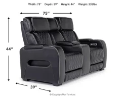 Mor Furniture Boyington 2 Power Console Loveseat In Gray Leather