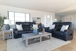 Mor Furniture Boyington 2 Power Console Loveseat In Gray Leather