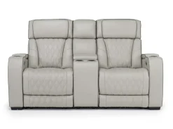Mor Furniture Boyington 2 Power Console Loveseat In Gray Leather