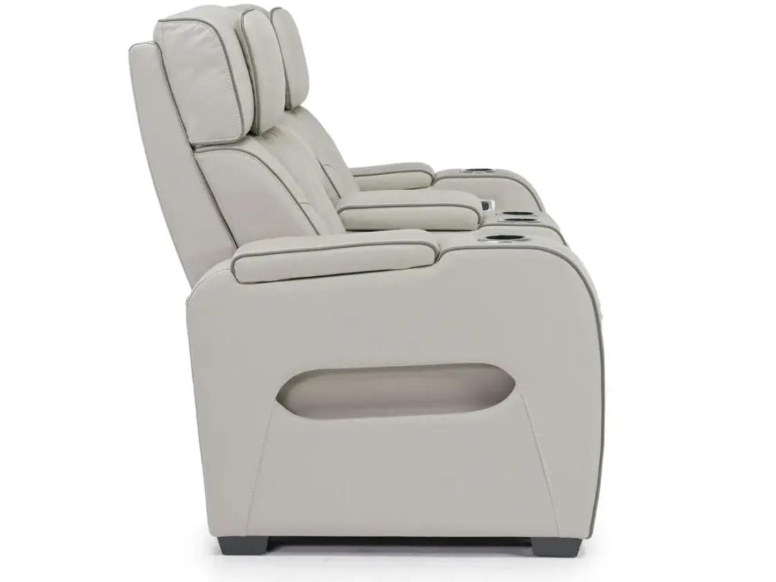 Mor Furniture Boyington 2 Power Console Loveseat In Gray Leather