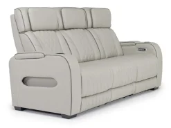 Mor Furniture Boyington 2 Power Sofa W/ Drop Down Table In Black Leather