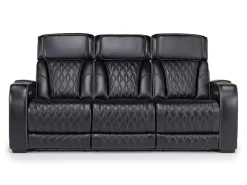 Mor Furniture Boyington 2 Power Sofa W/ Drop Down Table In Black Leather