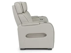 Mor Furniture Boyington 2 Power Sofa W/ Drop Down Table In Black Leather