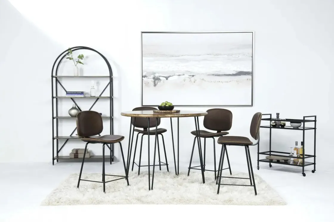 Mor Furniture Brennan Round Counter Height Dining Table & 4 Stools In James Mocha