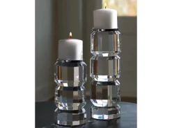 Mor Furniture Brentley Candleholders In Clear Crystal Silver, Set Of 2