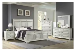Mor Furniture Bridgestone Panel Bed, Dresser, Mirror & Nightstand In Antique White, Queen