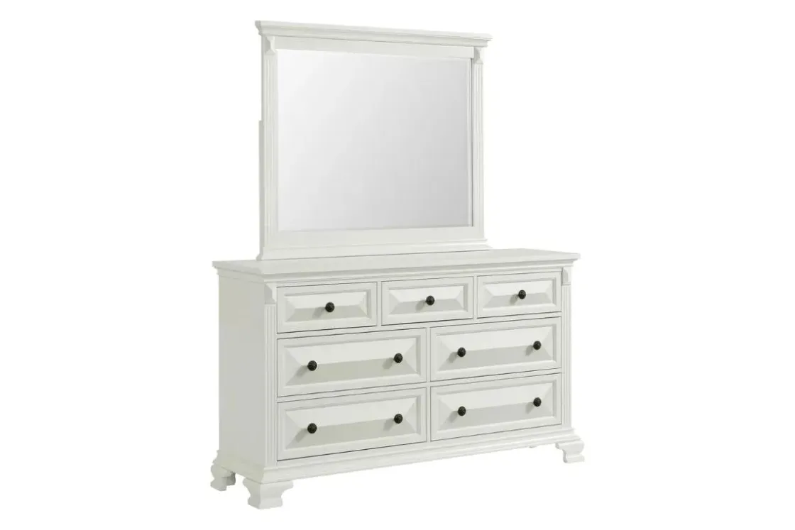 Mor Furniture Bridgestone Panel Bed, Dresser, Mirror & Nightstand In Antique White, Queen