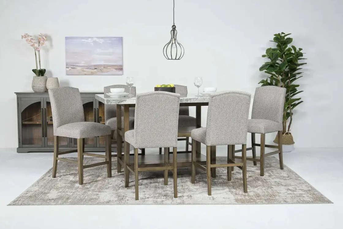 Mor Furniture Brighton Counter Height Dining Table & 6 Stools In Gray