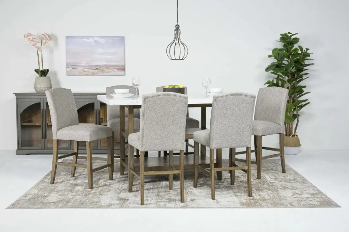 Mor Furniture Brighton Counter Height Dining Table & 6 Stools In Gray