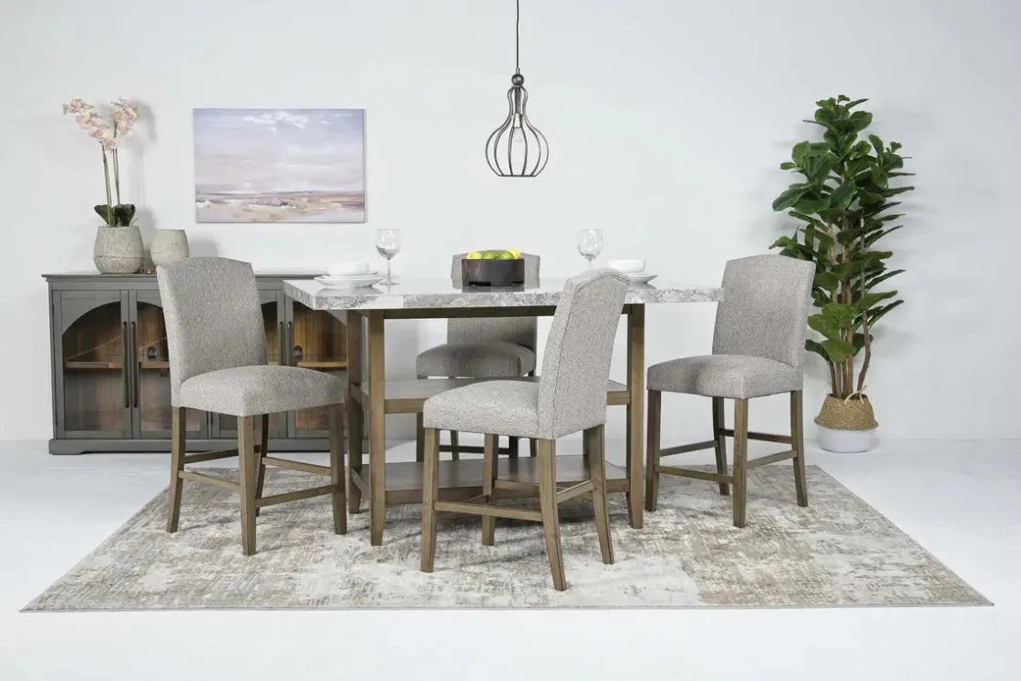 Mor Furniture Brighton Counter Height Dining Table & 4 Stools In Gray