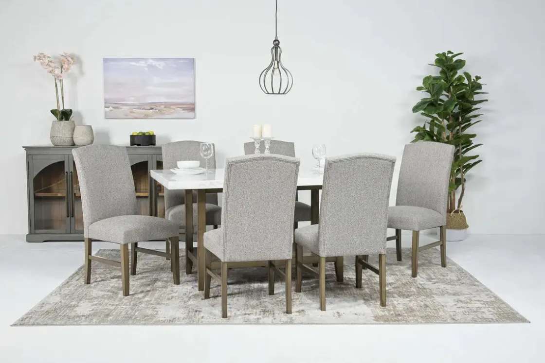 Mor Furniture Brighton Dining Table & 6 Chairs In Gray