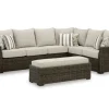Mor Furniture Brook Ranch Outdoor 3 Piece Sectional Set In Brown