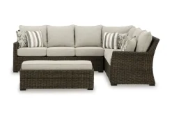 Mor Furniture Brook Ranch Outdoor 3 Piece Sectional Set In Brown