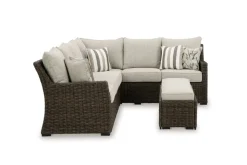 Mor Furniture Brook Ranch Outdoor 3 Piece Sectional Set In Brown