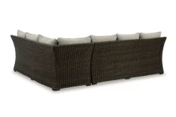 Mor Furniture Brook Ranch Outdoor 3 Piece Sectional Set In Brown