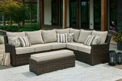 Mor Furniture Brook Ranch Outdoor 3 Piece Sectional Set In Brown