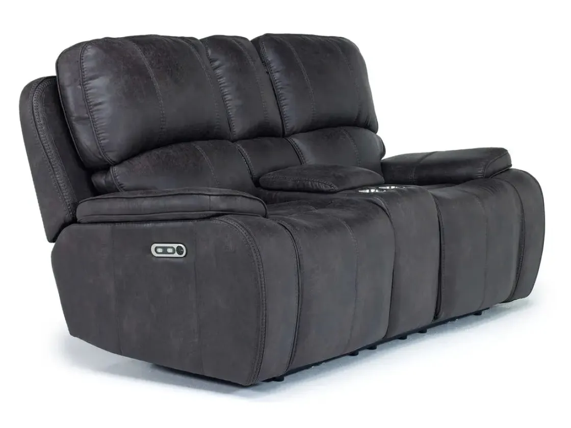 Mor Furniture Brookings 2 Power Console Loveseat In Brown