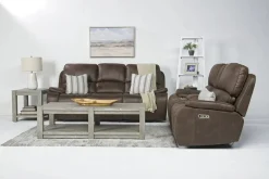Mor Furniture Brookings 2 Power Console Loveseat In Brown