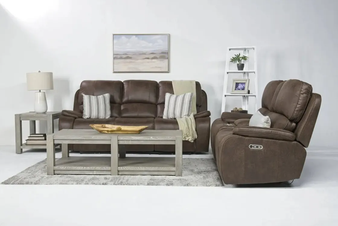 Mor Furniture Brookings 2 Power Console Loveseat In Brown