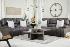 Mor Furniture Brookings 2 Power Console Loveseat In Brown