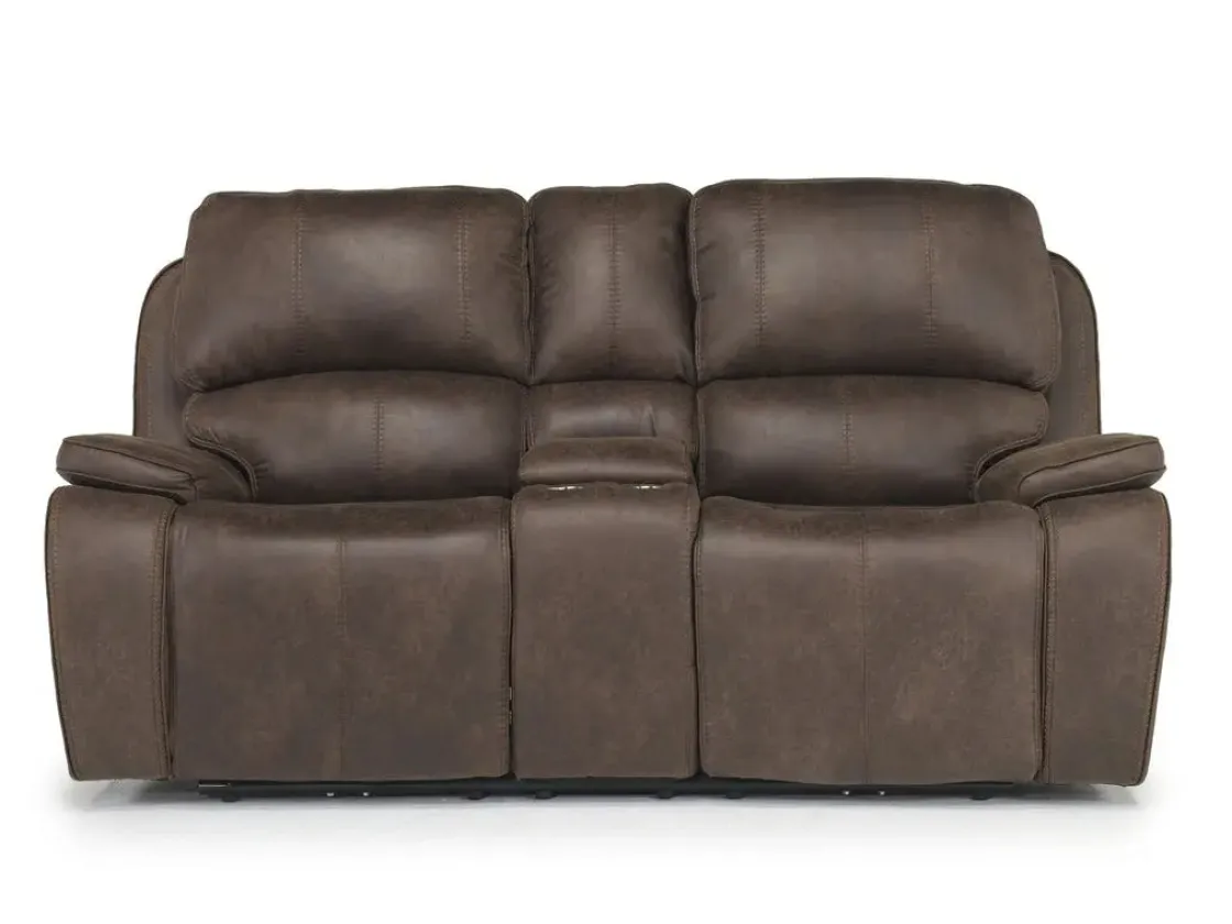 Mor Furniture Brookings 2 Power Console Loveseat In Brown