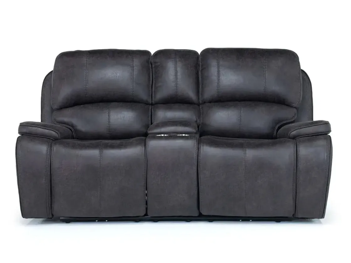 Mor Furniture Brookings 2 Power Console Loveseat In Brown