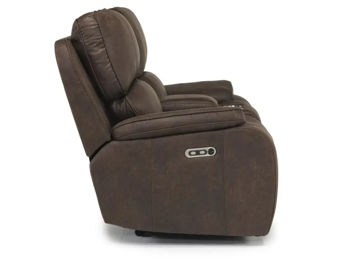 Mor Furniture Brookings 2 Power Console Loveseat In Brown