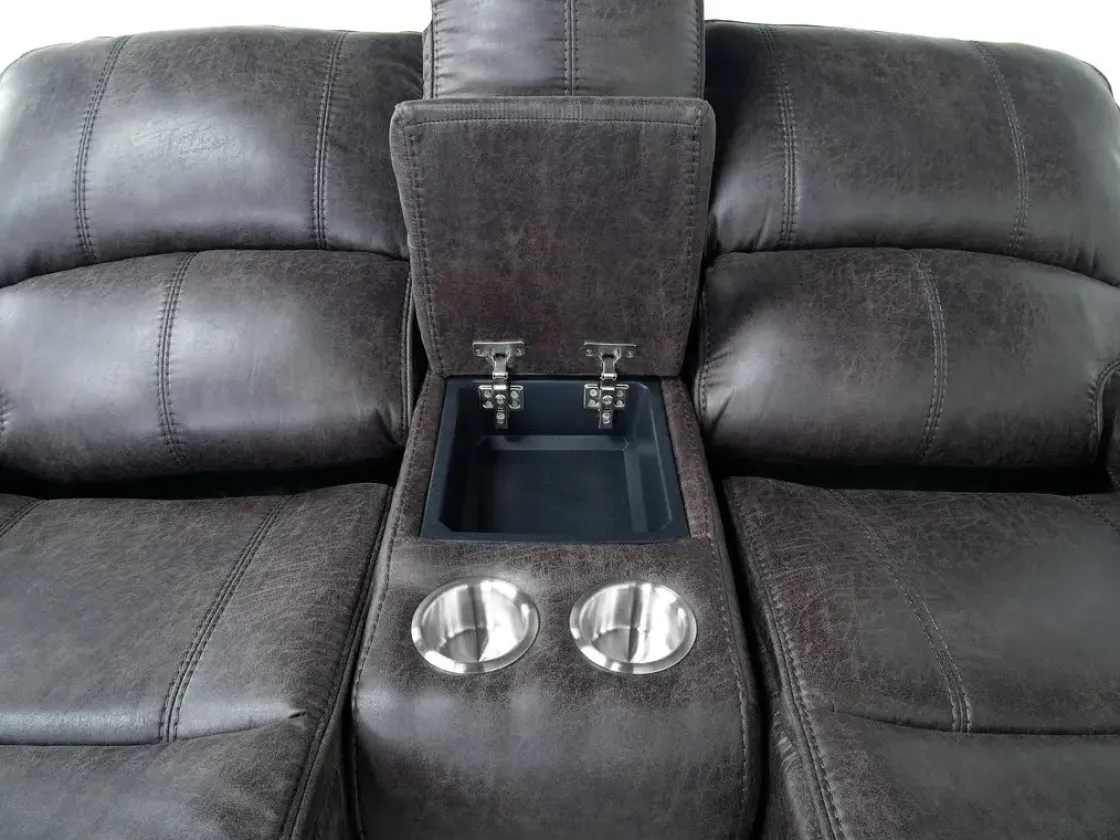 Mor Furniture Brookings 2 Power Console Loveseat In Brown