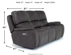 Mor Furniture Brookings 2 Power Sofa In Charcoal Gray