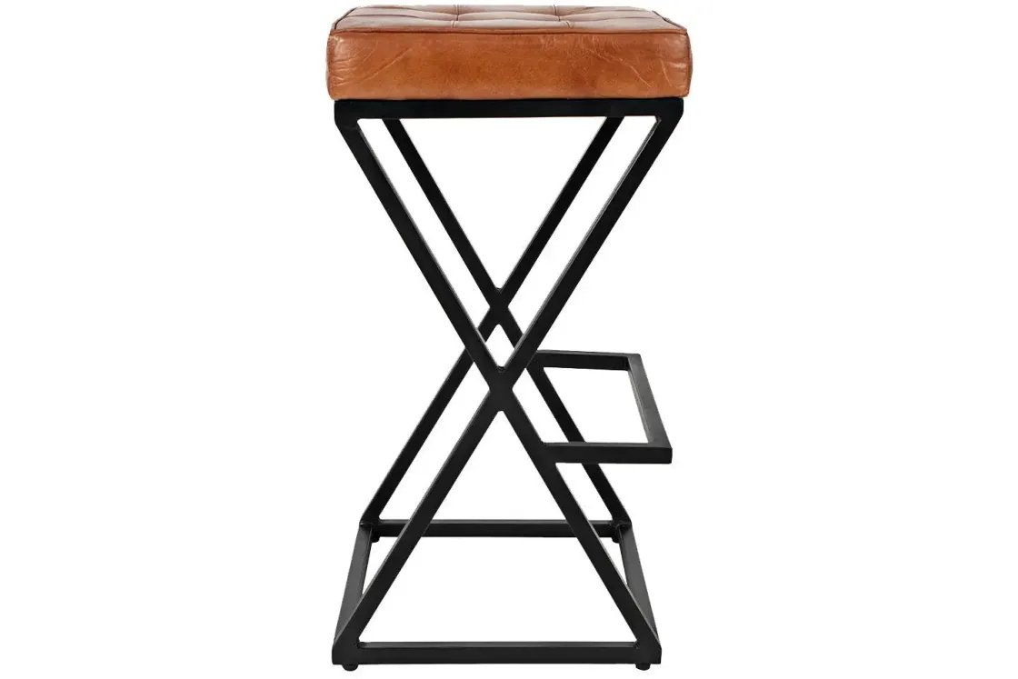 Mor Furniture Brooks Barstool In Saddle Brown Leather
