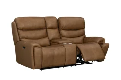 Mor Furniture Bruce 2 Power Console Loveseat In Cognac