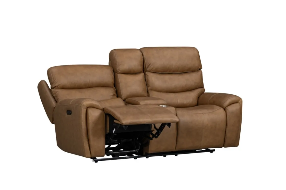Mor Furniture Bruce 2 Power Console Loveseat In Cognac