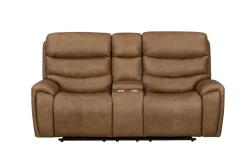Mor Furniture Bruce 2 Power Console Loveseat In Cognac