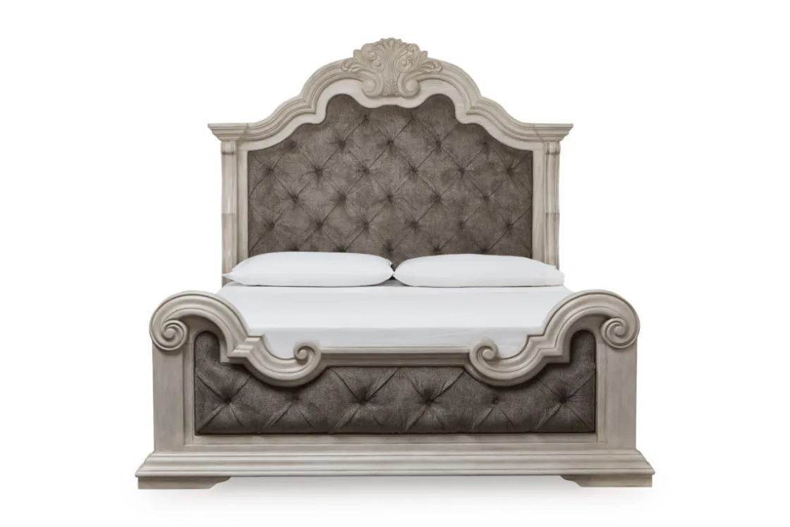 Mor Furniture Bruchandi Upholstered Panel Bed In Antique White, Queen