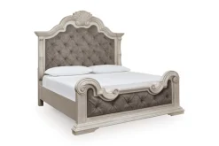 Mor Furniture Bruchandi Upholstered Panel Bed In Antique White, Queen