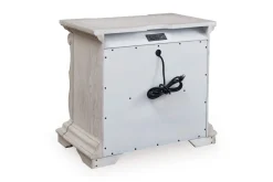 Mor Furniture Bruchandi Upholstered Panel Bed, Dresser, Mirror & Nightstand In Antique White, Queen