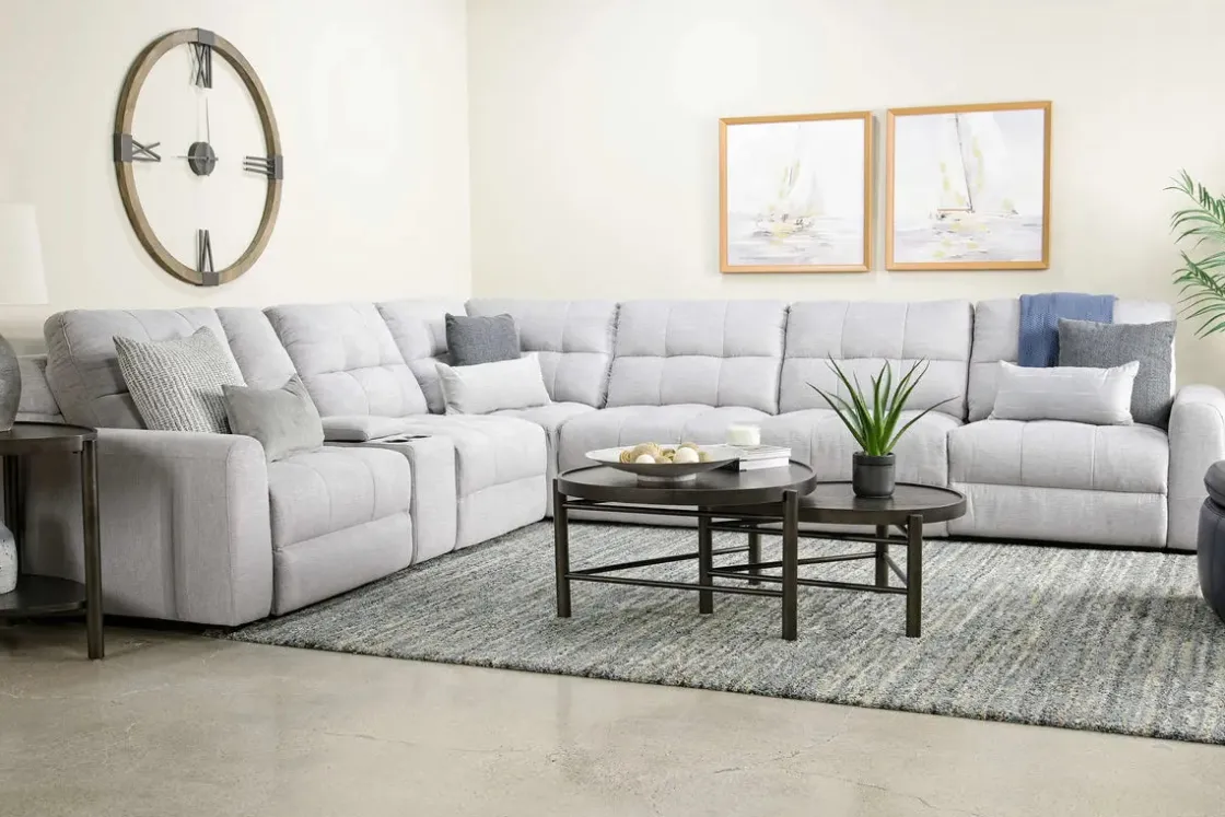 Mor Furniture Bryce 7 Piece Power Sectional In Savannah Coin