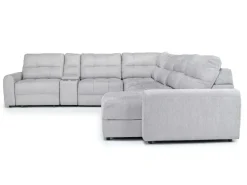 Mor Furniture Bryce 7 Piece Power Sliding Sectional W/ Storage Chaise & Armless Slider In Savannah Coin, Left Facing