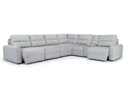 Mor Furniture Bryce 7 Piece Power Sliding Sectional W/ Power Armless Slider In Savannah Coin