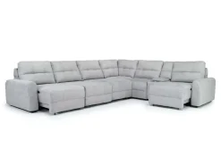 Mor Furniture Bryce 7 Piece Power Sliding Sectional W/ Power Armless Slider In Savannah Coin